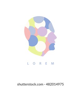Geometric Shapes Inside Human Head Abstract Design Pastel Icon