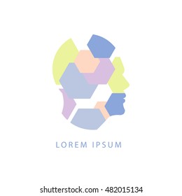 Geometric Shapes Inside Human Head Abstract Design Pastel Icon