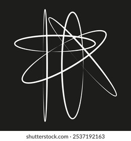 Geometrische Formen sich schneidender Ellipsen auf schwarzem Hintergrund. Geeignet für modernes Design.