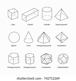 Geometric Shapes Isometric Vector Line Stock Vector (Royalty Free ...