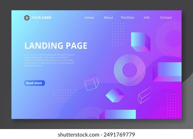 Geometric shapes landing pages gradient vector design in eps 10