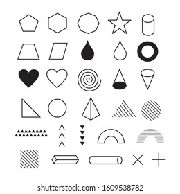 geometric shapes line art isolated vector set
