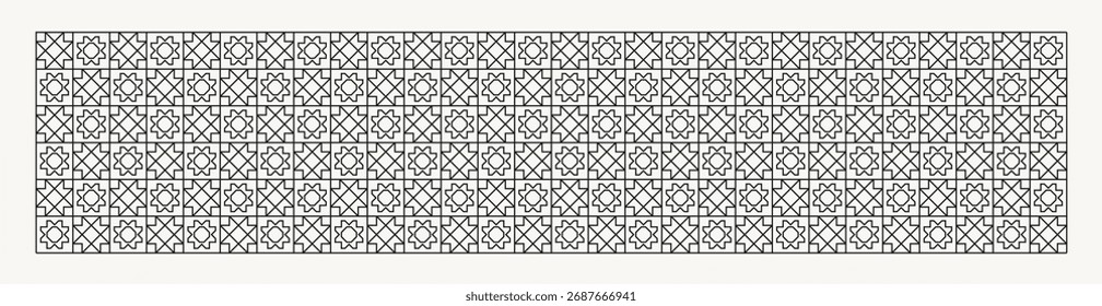 Geometric shapes line pattern background in black and white shades for wall décor, textiles, interior design and more.