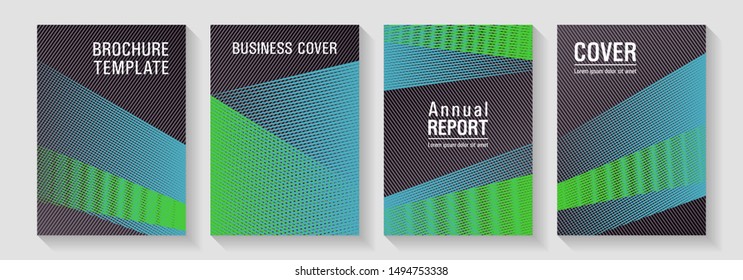 Geometric shapes line texture templates. 2d abstract shapes tech compositions. Laconic rectangle cover templates set. Digital stylish outlet backdrops. Rectangle leaflet box cards.