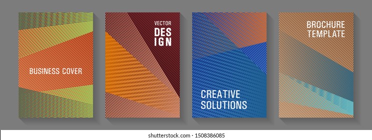Geometric shapes line texture templates. Magic notebook frameworks. Minimalistic certificate backdrops. Editable web landing page graphics. Covers set with logo identity spaces.