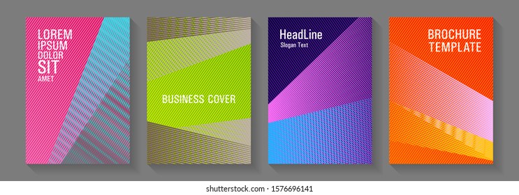 Geometric shapes line texture templates. School presentation elegant leaflets. Thin stripes blend covers design set. Sale catalog vivid mockups. Poster linear minimalistic Eps10 vectors.