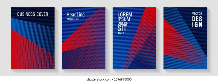 Geometric shapes line texture templates. Fashionable branding covers design set. Digital stylish outlet backdrops. Editable web landing page graphics. Advanced technological concept.