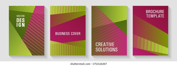 Geometrische Formen, Texturvorlagen. Titelbild der Bildungsanzeige. Abstraktes Katalogkonzept. Lines Farbverlauf-Textur-Booklet-Layouts. Werbezeitschriften.