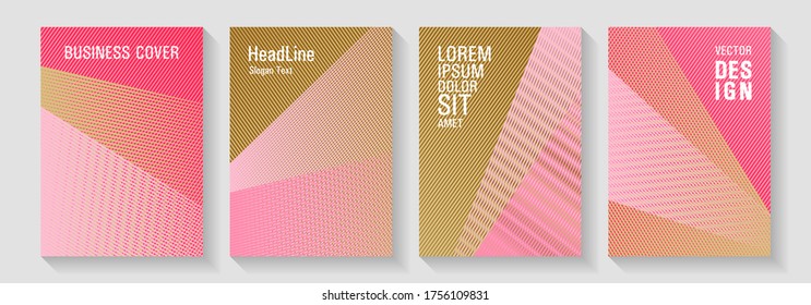 Geometric shapes line texture templates. Minimal presentation backdrops. Future geometric patterns Eps10 vector. Educational certificates concept. Marketing brochure covers design set.