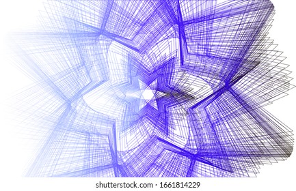 Geometric shapes from lines blue illustration, vector bright background