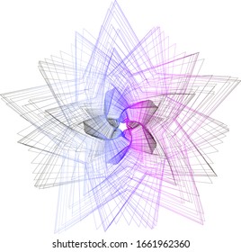 Geometric shapes from lines gradient blue and pink illustration, vector bright multicolor background