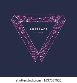 Geometric shapes of lines lined with sparkling particles. Beautiful trendy glitter on a dark background. Element and template for the design. Vector illustration.