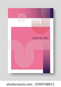 Geometric shapes and lines on a pink background. Modern graphic style. On white background. Concept of minimalism and design. Vector illustration