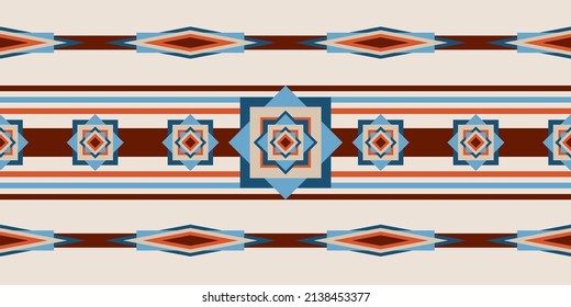 Geometric shapes with lines in a seamless repeat pattern - Vector Illustration