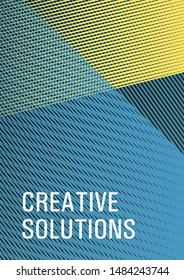 Geometric shapes with lines texture vector cover. Advertising commercial magazine. Advertising publication backdrop. Future geometric pattern Eps10 vector. Contemporary paper cover design.