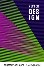 Geometric shapes with lines texture vector cover. Fashionable branding cover design. Editable web landing page graphics. Futuristic publication paper. Cool triangles composition.