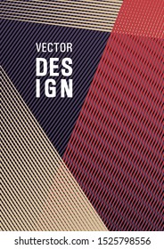Geometric shapes with lines texture vector cover. Minimal presentation backdrop. Party invitation flyer cool background. Scientific journal concept. Laconic rectangle cover template.