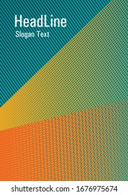 Geometric shapes with lines texture vector cover. Advertising commercial magazine. Bauhaus minimal placard background. Laconic rectangle cover template. Vibrant gradient book backdrop.