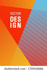 Geometric shapes with lines texture vector cover. Colorful halftone gradients for web. Dynamic technological wallpaper. Thin stripes blend cover design. Minimalistic certificate backdrop.