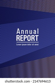 Formas geométricas con cubierta vectorial de textura de líneas. Revista comercial de publicidad. Gradientes de medio tono coloridos para la web. Sencillo simulacro de informe anual. Diseño de la cubierta de mezcla de franjas finas.