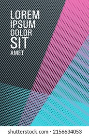 Geometric shapes with lines texture vector cover. Trendy stationery folder background. Abstract business catalog concept. Advanced brand cover template. Bright business report concept.