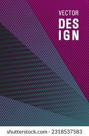 Geometric shapes with lines texture vector cover. Bright business report concept. Laconic rectangle cover template. Marketing catalog creative mockup. Advertising publication backdrop.