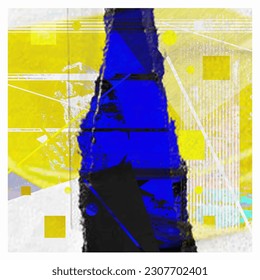 Formas geométricas, líneas, texturas y azul y amarillo. fondo abstracto