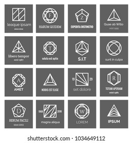 Geometric Shapes Logo. Hexagon And Triangle, Square And Circle Abstract Geometrical Logo Icons Vector Illustration