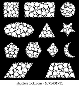 geometric shapes made from dots isolated on black