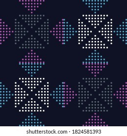 Geometric shapes made of squares. Seamless background. Can be used for social media, posters, email, print, ads designs.