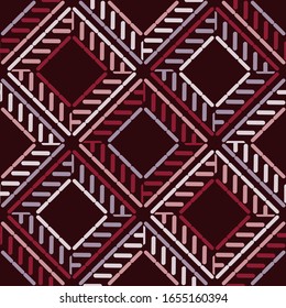 Formes géométriques faites de bandes. L'ornement ethnique des Boho. Motif harmonieux. Motif tribal. Illustration vectorielle pour le web design ou l'impression.