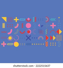 geometric shapes. Memphis design, retro elements for web, vintage, advertisement, commercial banner, poster, leaflet, billboard, sale. Collection