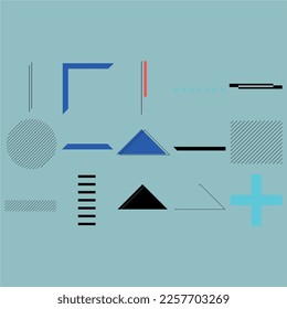 geometric shapes, memphis design, retro elements for web, vintage, ads, commercial banners, posters, brochures, billboards, sale. Collection of trendy halftone vector images. Geometric shape.