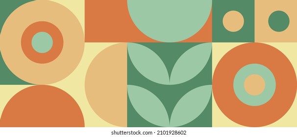 Geometric shapes in a minimalistic Scandinavian style, a modern trend in pastel shades. Background with circles, squares and triangles for a cover or postcard.