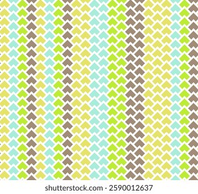 Geometric shapes mosaic vertical stripes vector seamless ornament. Decorative wrapping paper print. Vertical lines of geometric shapes scales mosaic. Decor folk striped pattern.