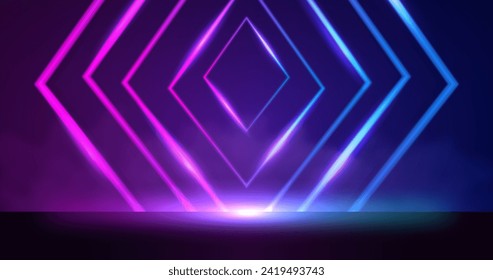 Geometric shapes neon lights background vector design in eps 10