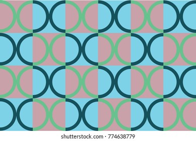 Geometric shapes on abstract background of squares