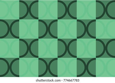 Geometric shapes on abstract background of squares