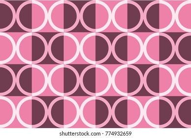 Geometric shapes on abstract background of squares, pattern