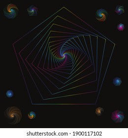 Geometric shapes on black background