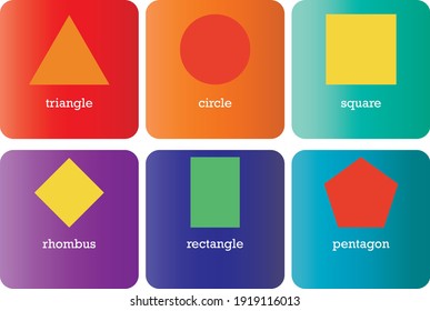 formas geométricas sobre antecedentes de color y sus nombres para la educación