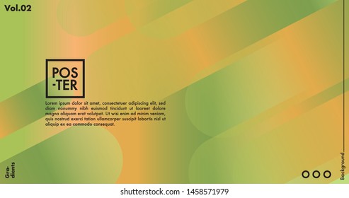 Geometric shapes on gradient background. Modern hipster template for poster, cover, banner, flyer, report, brochure. Minimal holographic fluid in neon colors. Holographic fluid set with radial circles