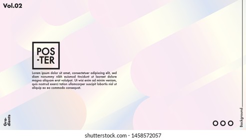 Geometric shapes on gradient background. Modern hipster template for poster, cover, banner, flyer, report, brochure. Minimal holographic fluid in neon colors. Holographic fluid set with radial circles