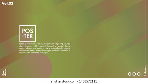 Geometric shapes on gradient background. Modern hipster template for poster, cover, banner, flyer, report, brochure. Minimal holographic fluid in neon colors. Holographic fluid set with radial circles