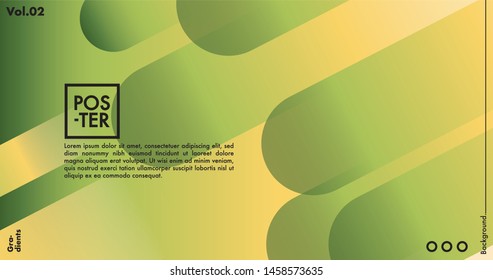 Geometric shapes on gradient background. Modern hipster template for poster, cover, banner, flyer, report, brochure. Minimal holographic fluid in neon colors. Holographic fluid set with radial circles