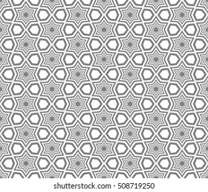 Geometric shapes on a gray background. Lines and polygons. Monochrome image.