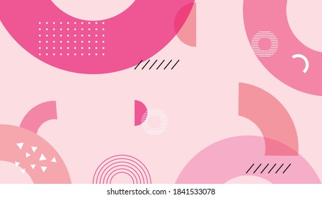 Geometric shapes on pink flat background Vector
