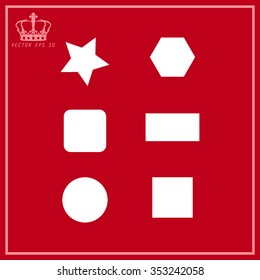 Geometric shapes on a red background