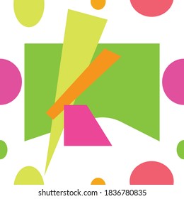 Geometric shapes on white background, seamless pattern, vector