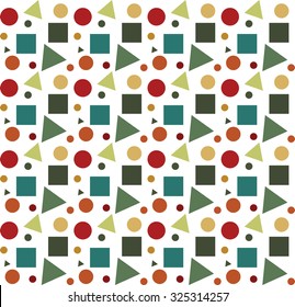 Geometric shapes on white background vector seamless pattern